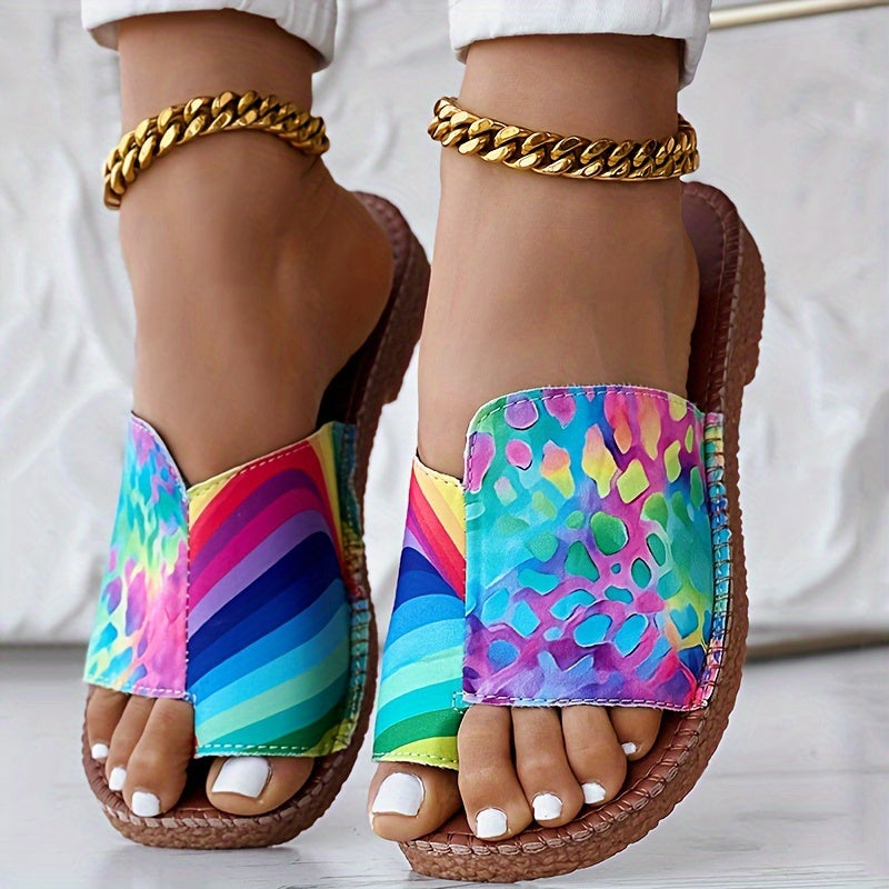 Urraca- Flache Leoparden Sandalen Damen Mehrfarbig