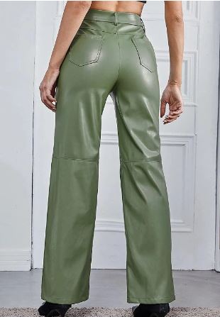 Valesia - Damen Veganlederhose mit geradem Schnitt Grun 2