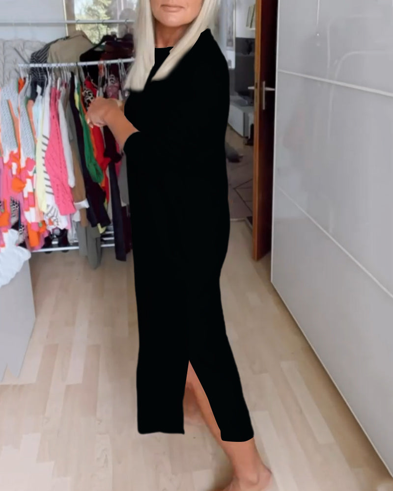 Valina - Kleid mit Rundhalsausschnitt und lässig Schwarz