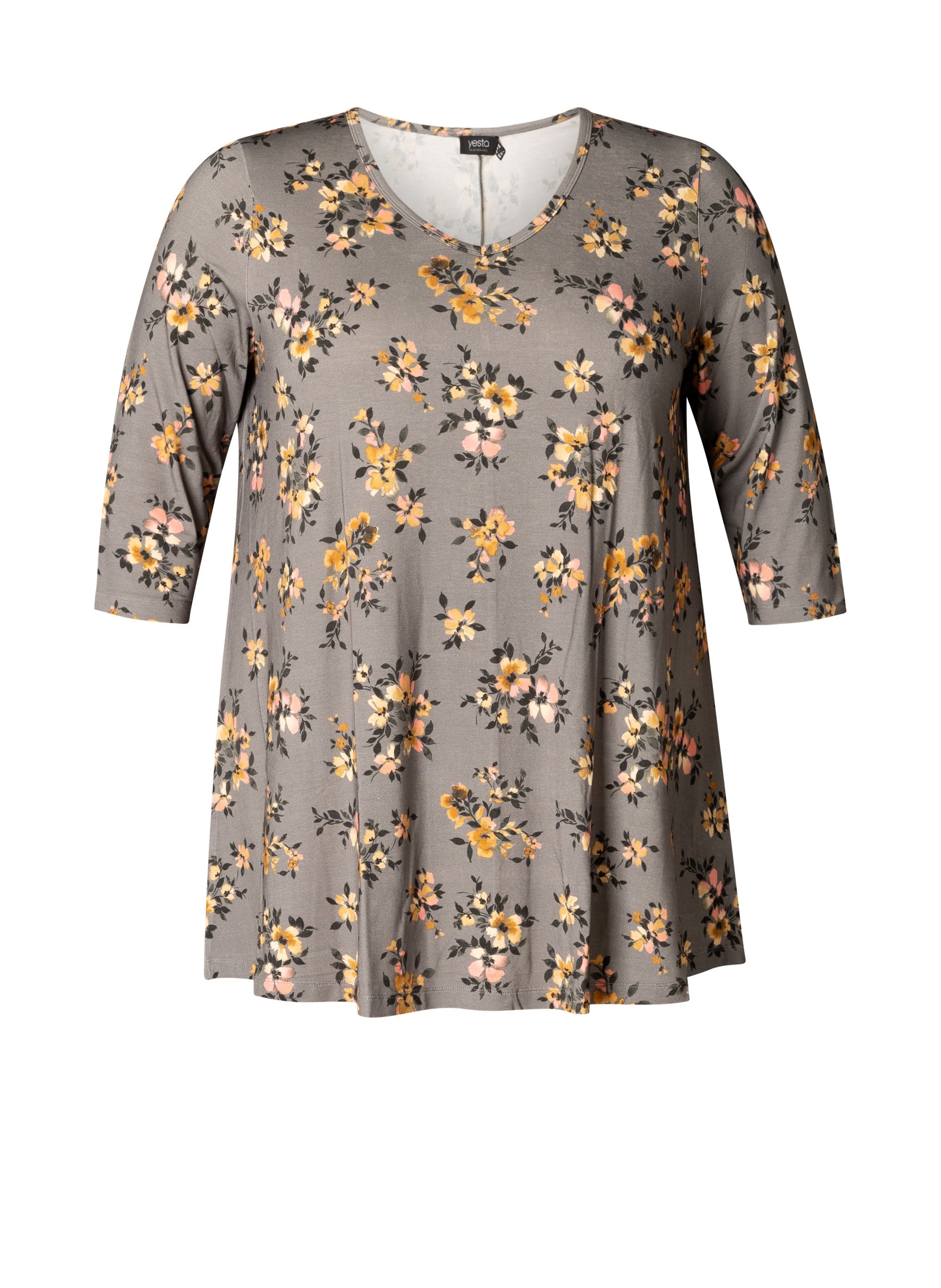 Vasiliki – Geblümte Jersey-Tunika Ankaraia in A-Linie - Grau 2