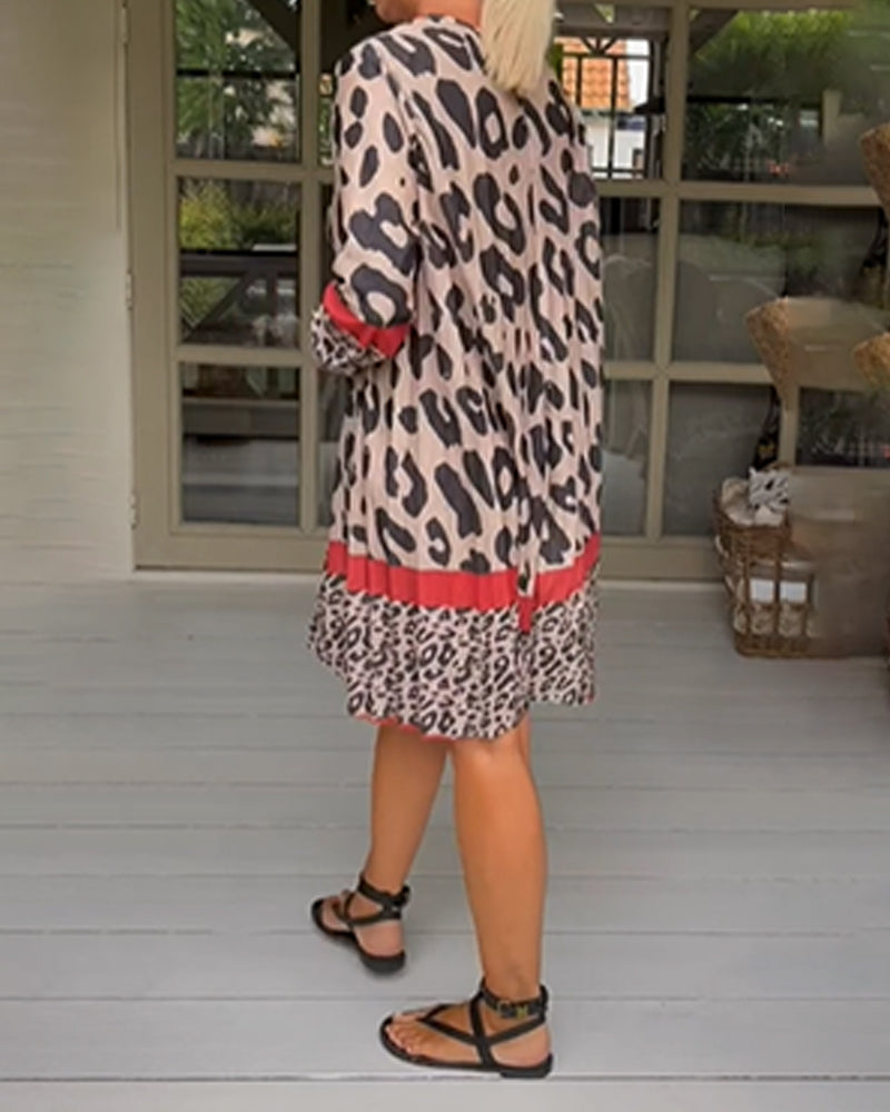 Vineta - Farbblockkleid mit Leopardenmuster Braun 3