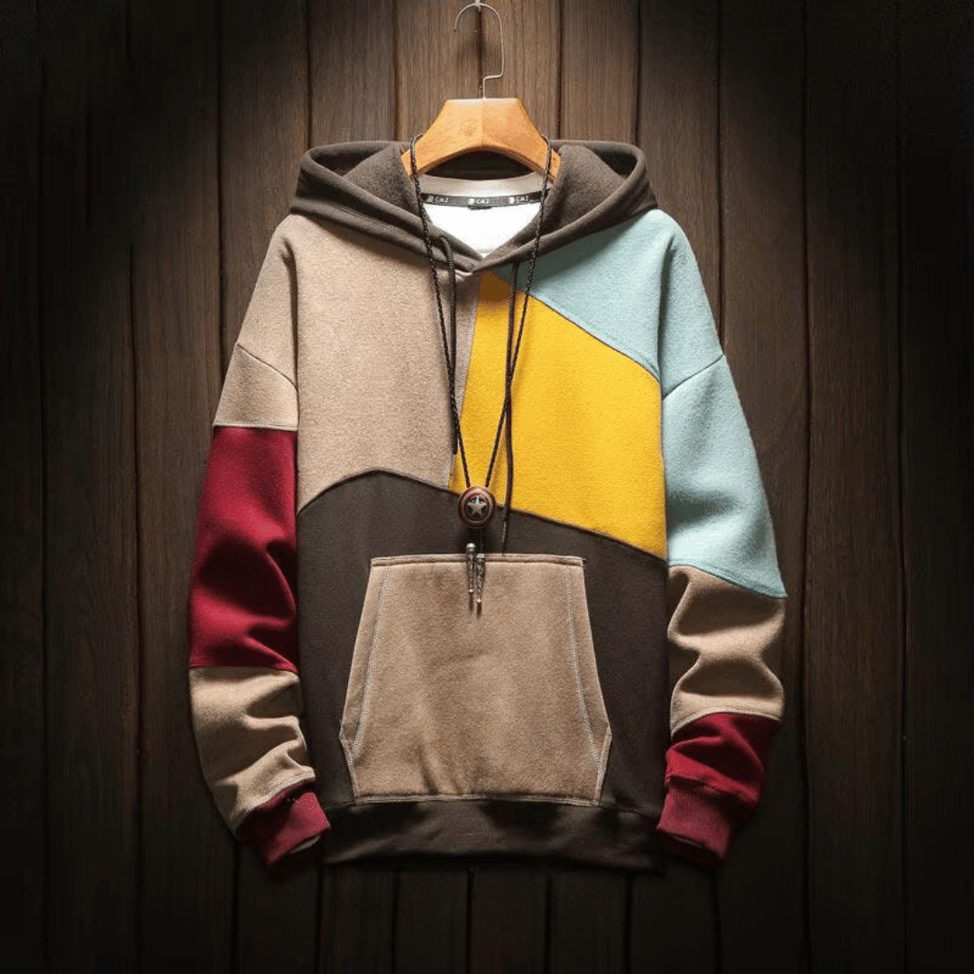 Vinz – Bequemer Hoodie für Herren Streetwear Style Blau/Braun