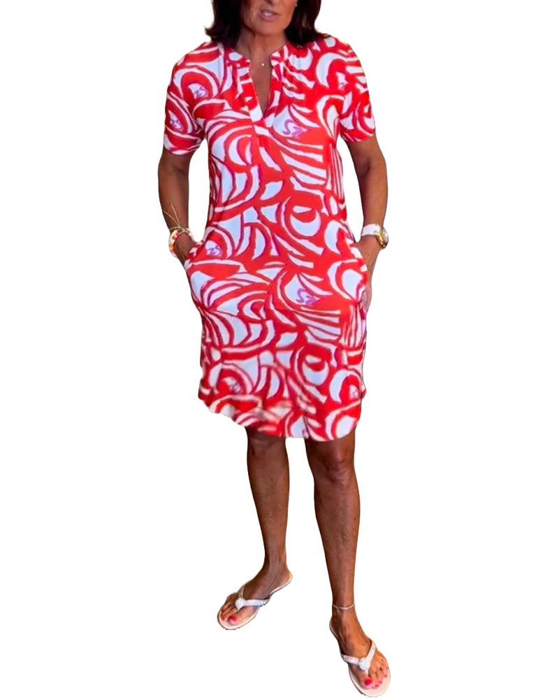 Viona - Lässiges bedrucktes Kleid mit kurzen Ärmeln