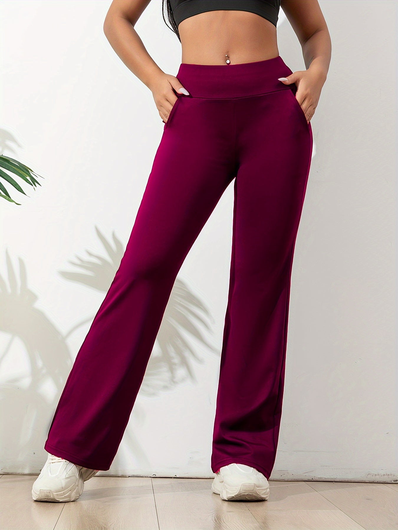 Viona - Damen Sommerhose mit hoher Taille und Seitentaschen Rot