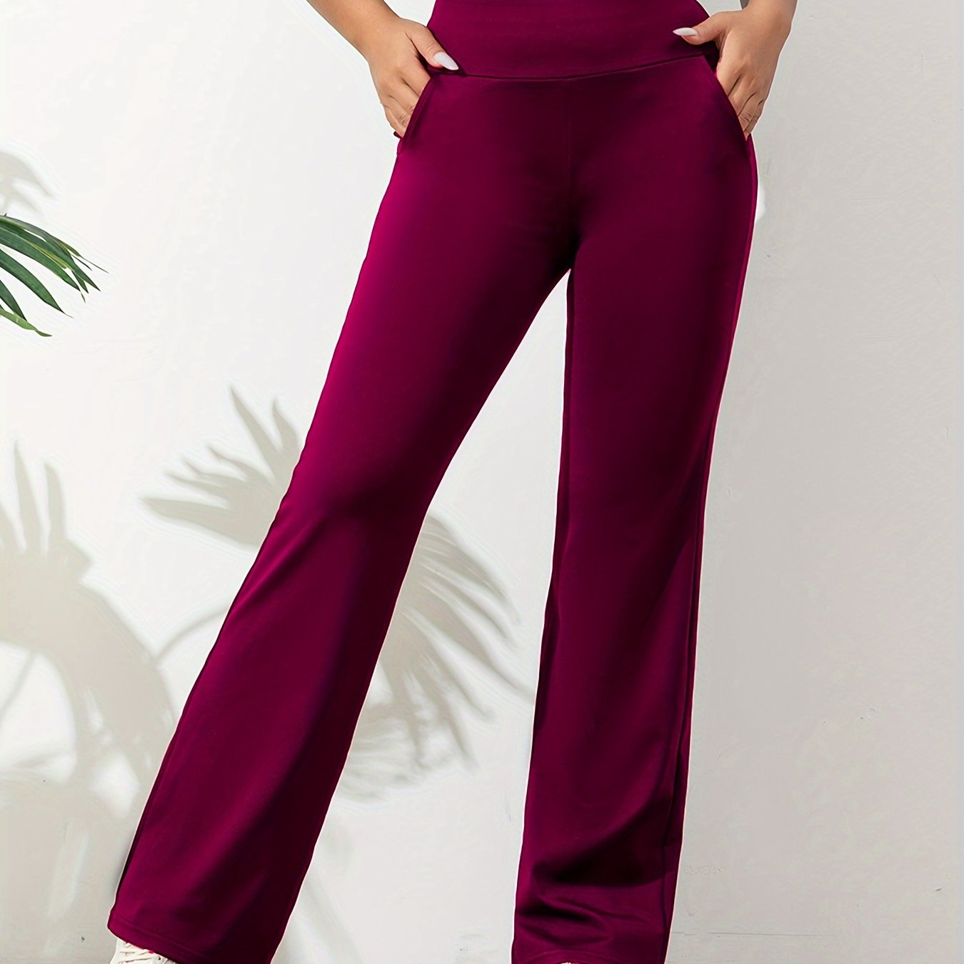 Viona - Damen Sommerhose mit hoher Taille und Seitentaschen Rot 2