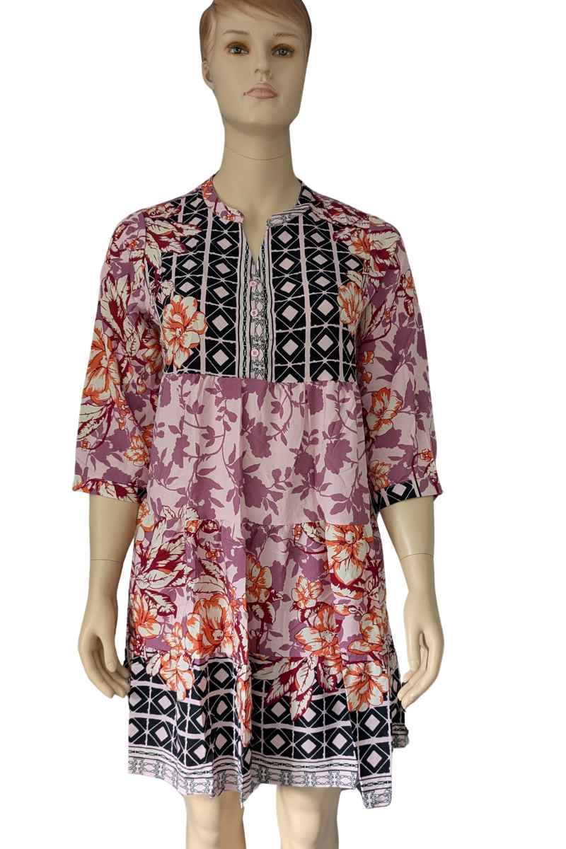 Vittoria- Kleid Arm rosa gemustert - Rosa