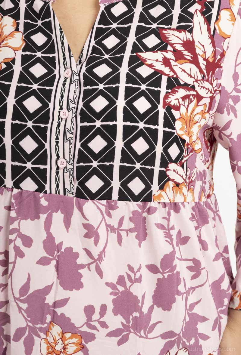 Vittoria- Kleid Arm rosa gemustert - Rosa 1