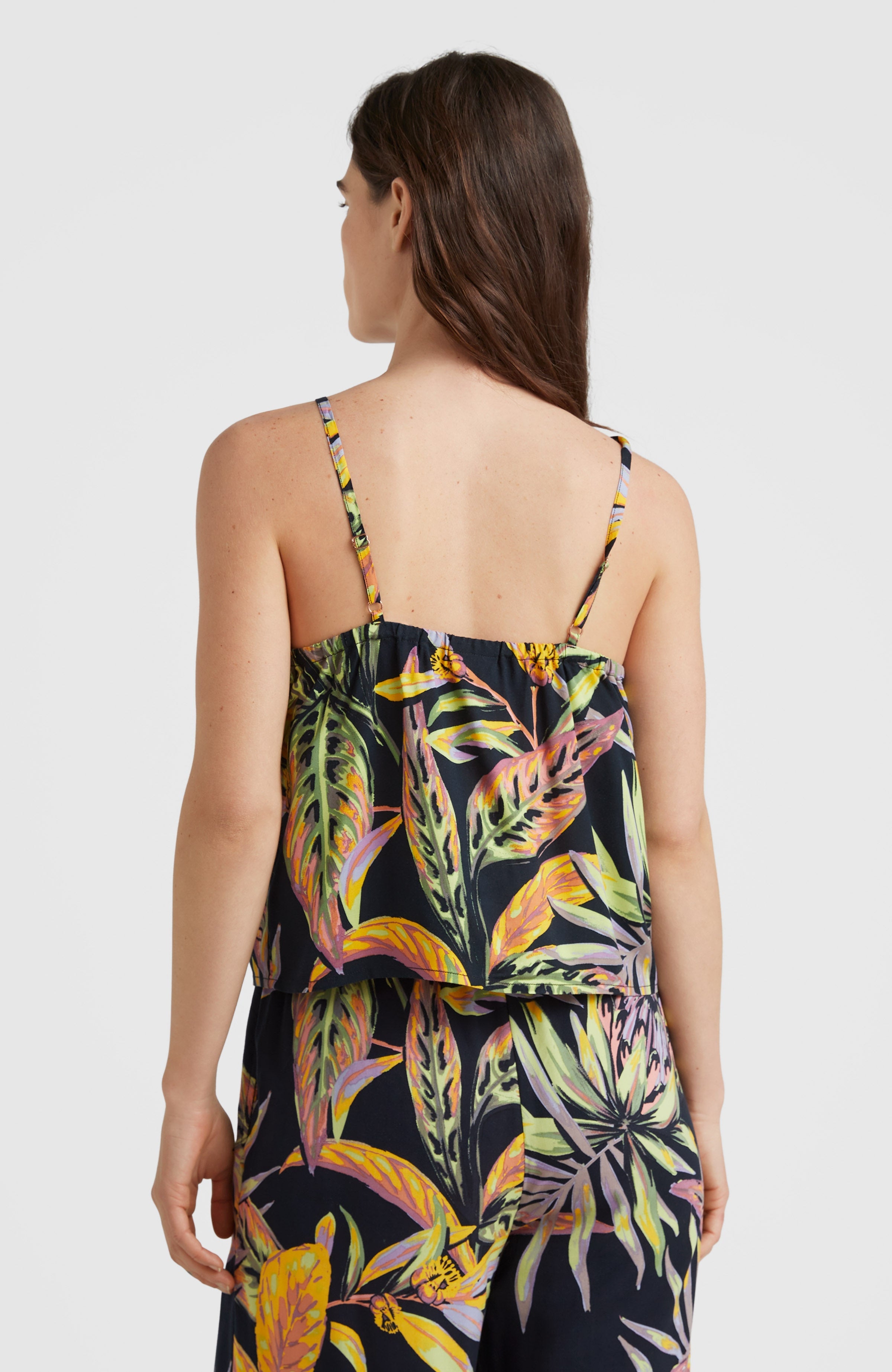 Ylva - Schwarzes Tanktop mit tropischem Blumenmuster  2