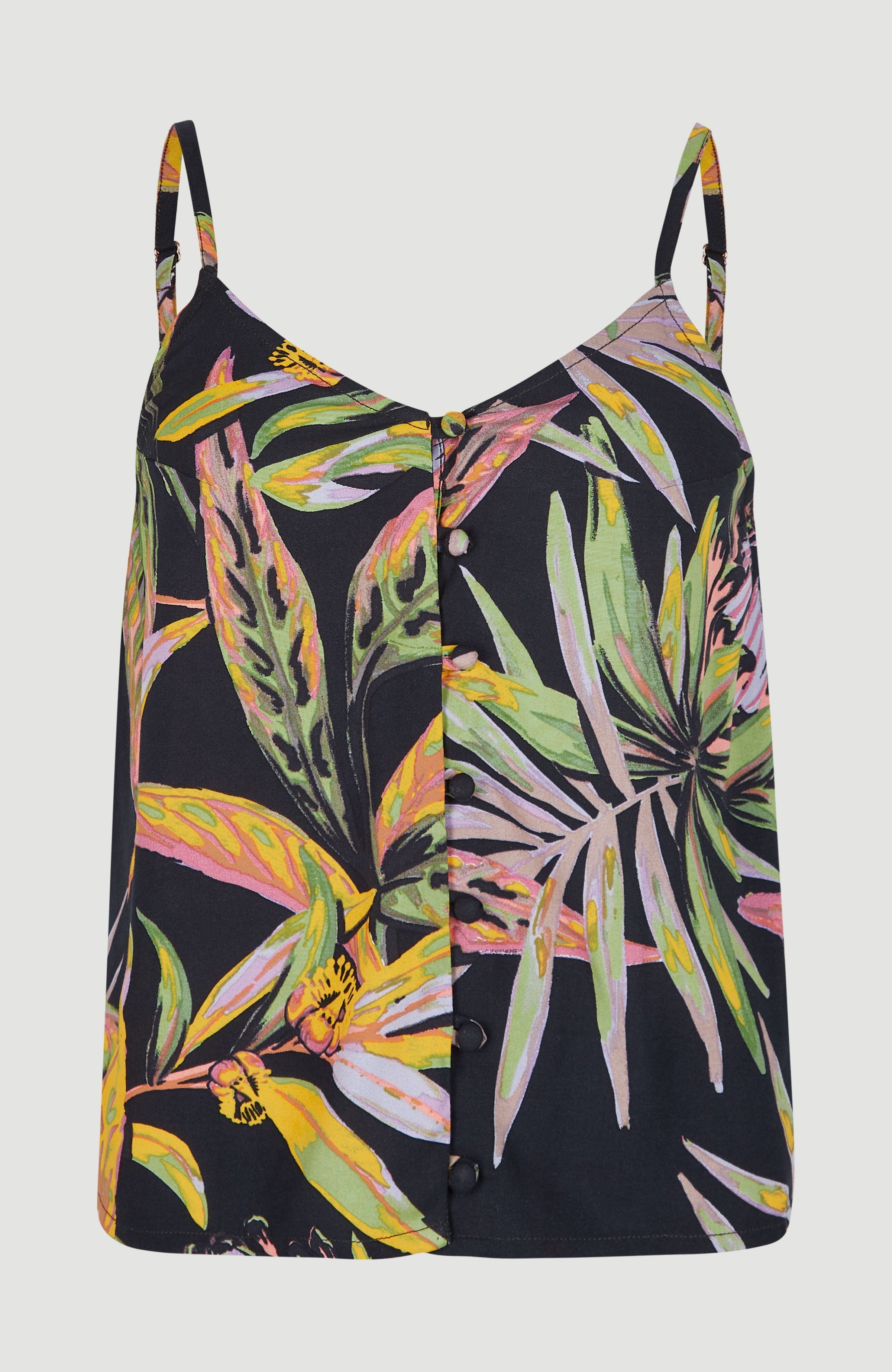 Ylva - Schwarzes Tanktop mit tropischem Blumenmuster  4
