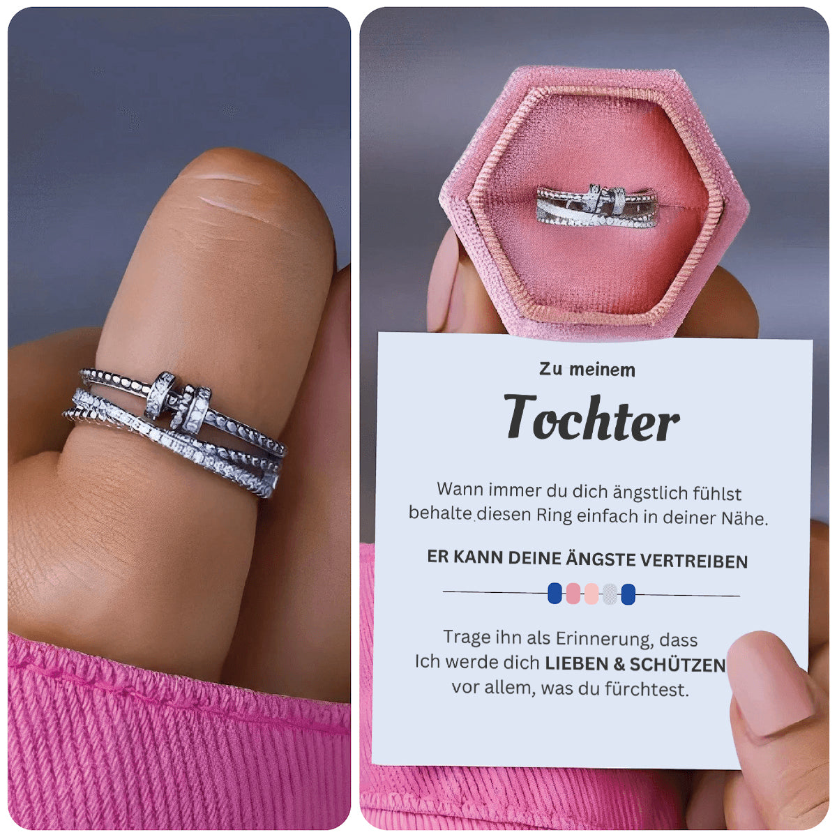 Für meine Tochter Fidget Ring - mit Nachricht Karte