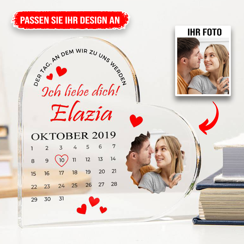 Personalisierte Herz-Acryl-Plakette