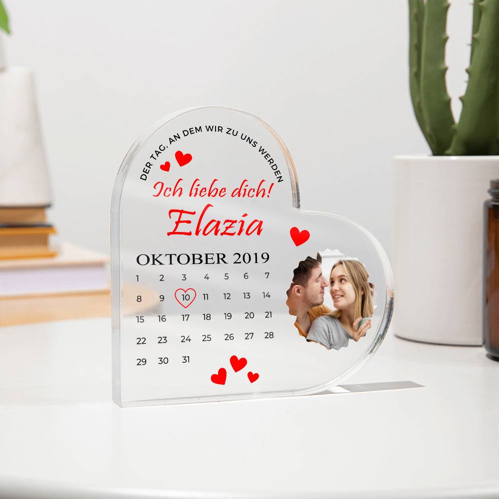 Personalisierte Herz-Acryl-Plakette