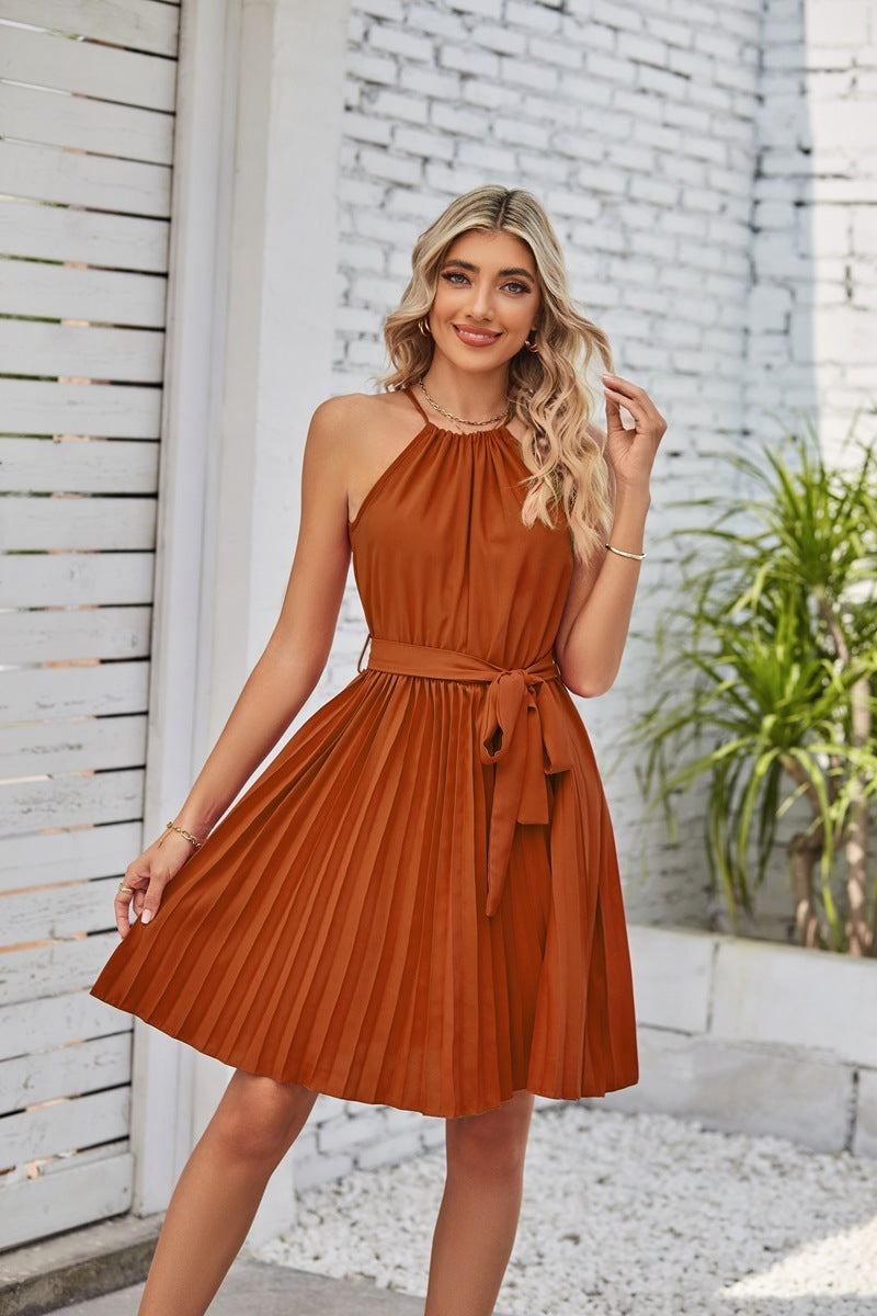 Greta – Ärmelloses Sommerkleid Damen Faltenrock Leicht Elegant