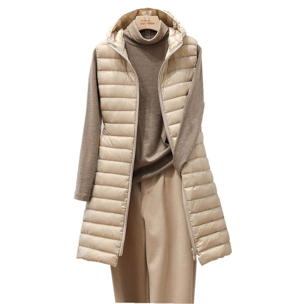 Rafaela – Ärmellose Steppjacke mit langem Schnitt