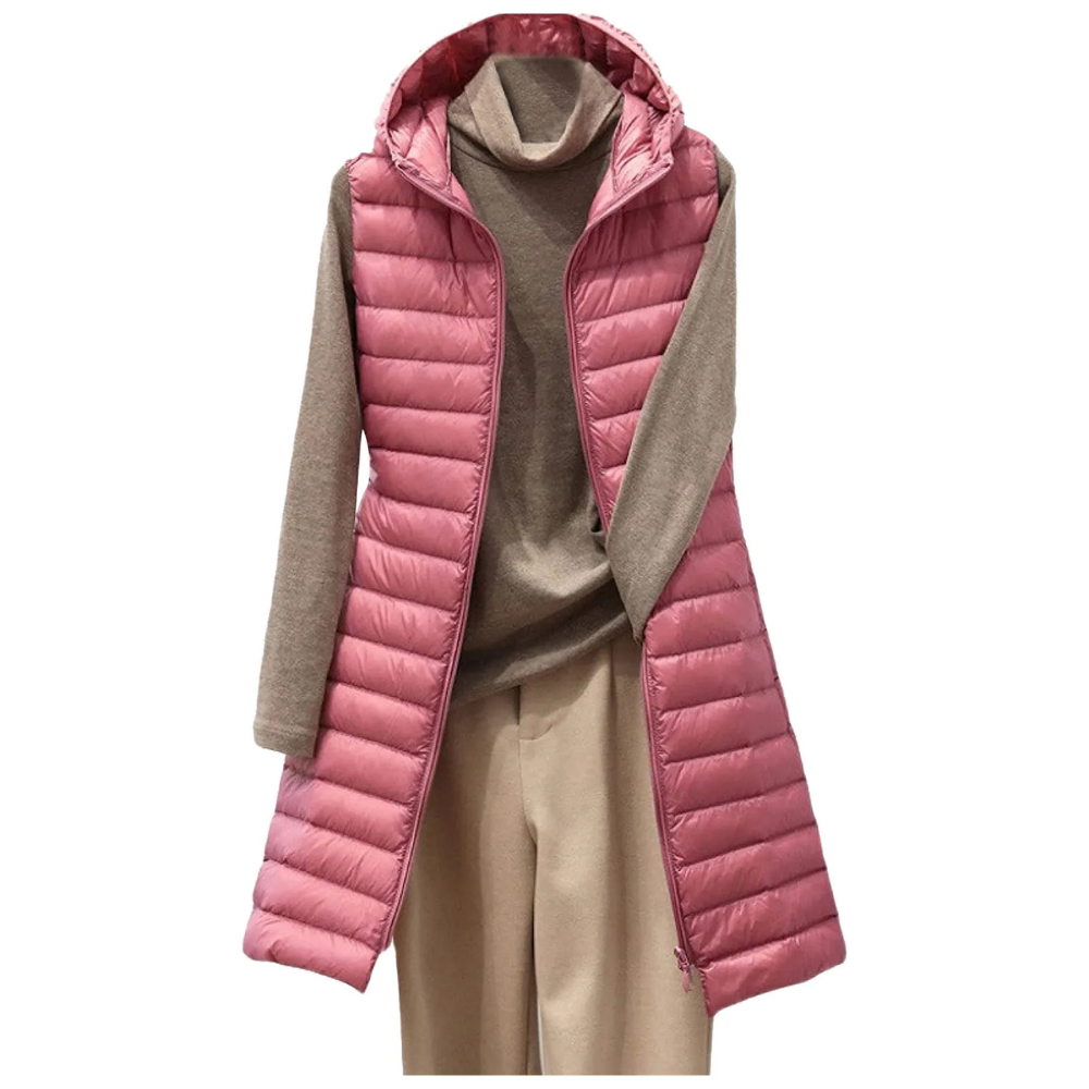 Rafaela – Ärmellose Steppjacke mit langem Schnitt