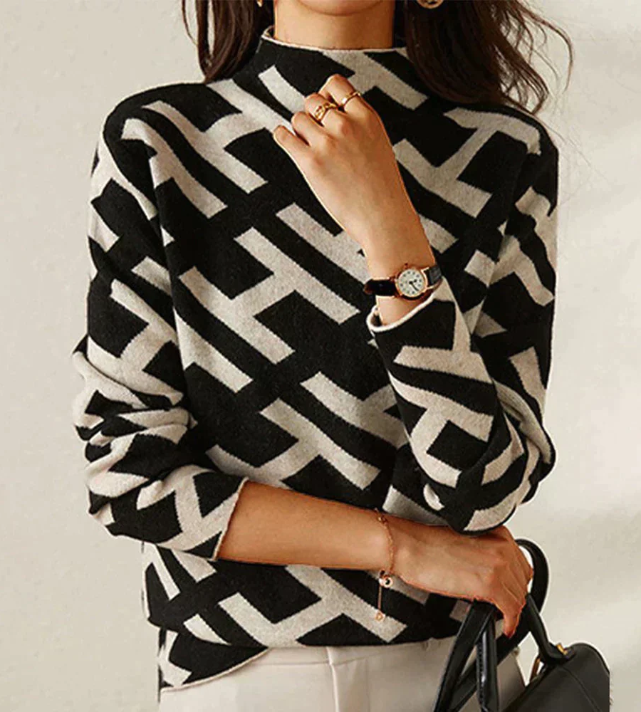 Denise – Stehkragen Pullover In Schwarz Für Damen