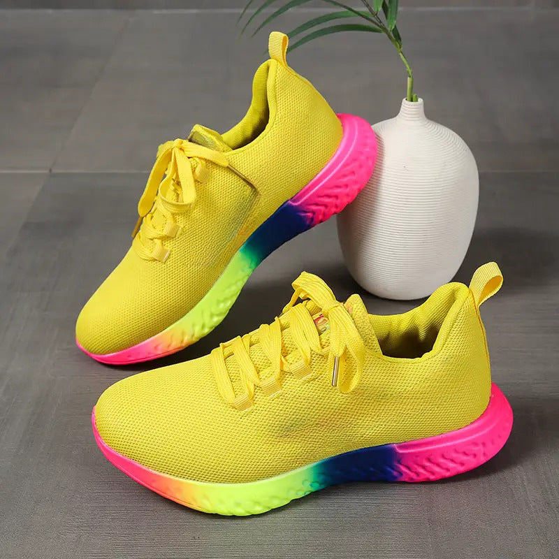 Klementine - Damen Kunstleder Sneaker mit Regenbogensohle