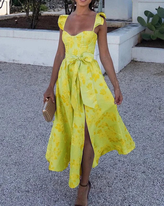 Ava – Bedrucktes Kleid Damen Schmetterlingsärmel Boho Stil