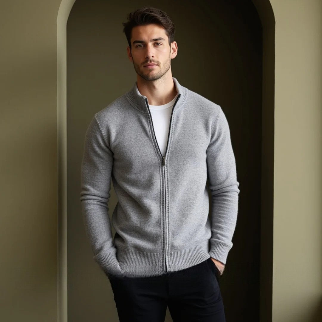 Christof - Herren Merino Strickjacke Reißverschluss