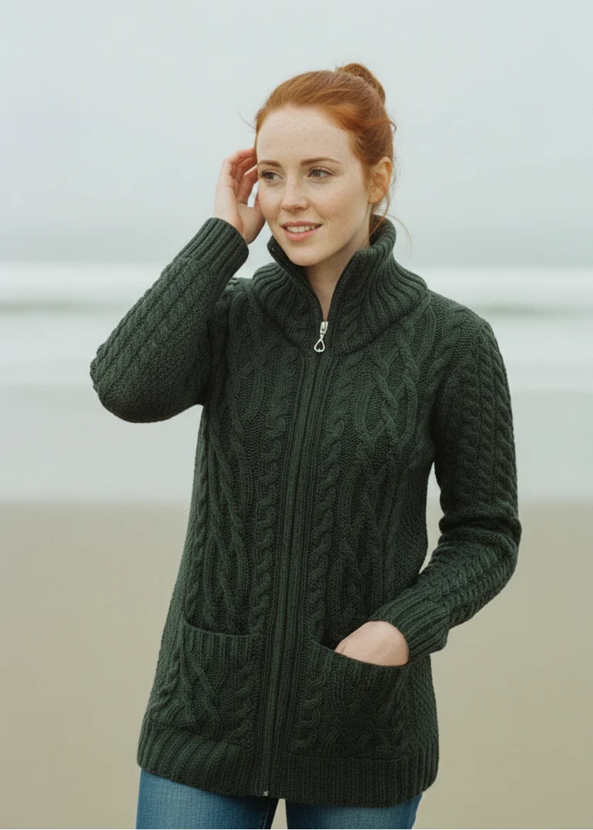 Caroline - Claddagh Reißverschluss-Cardigan für Damen