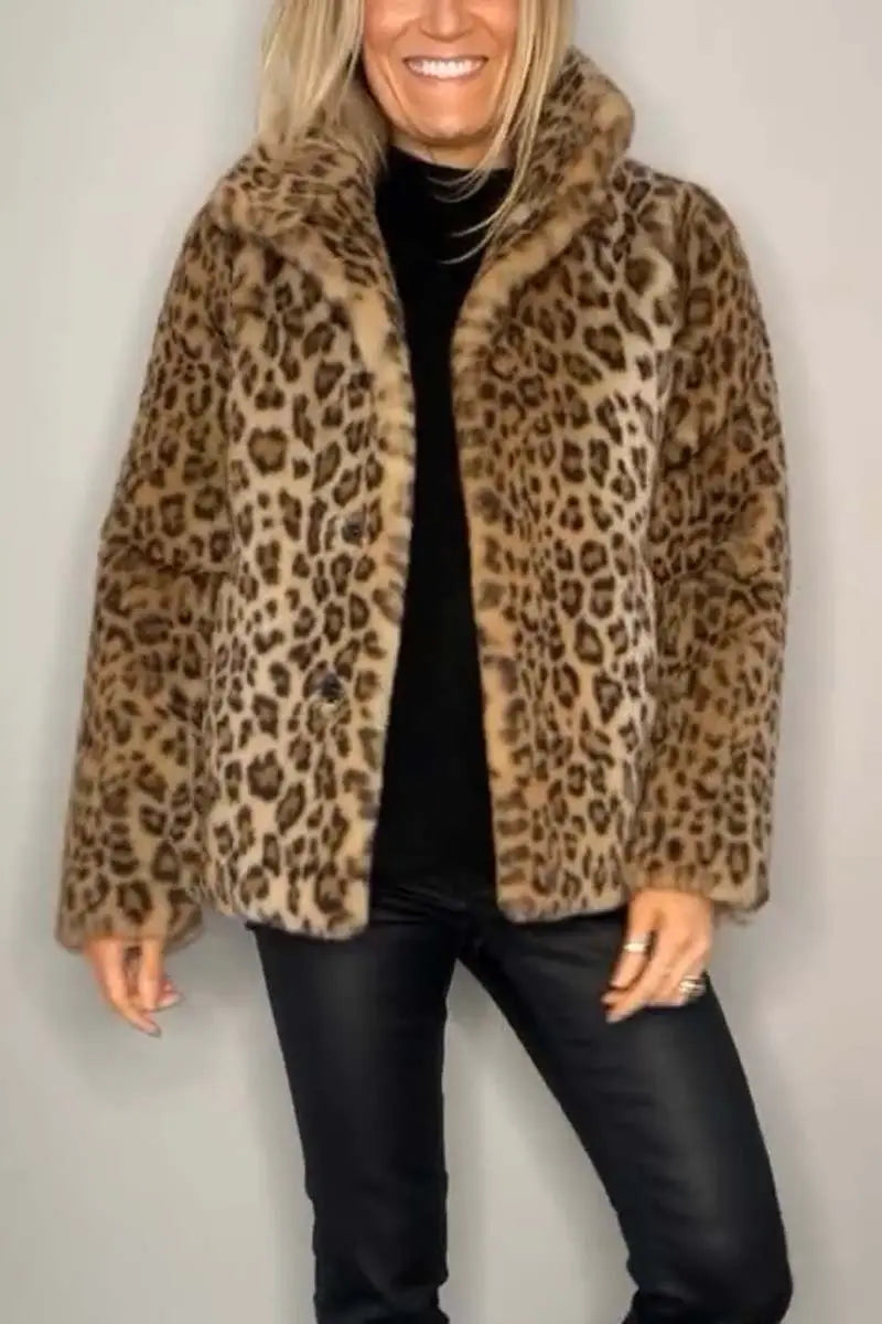 Vimala – Warme Jacke Mit Leoparden-Design