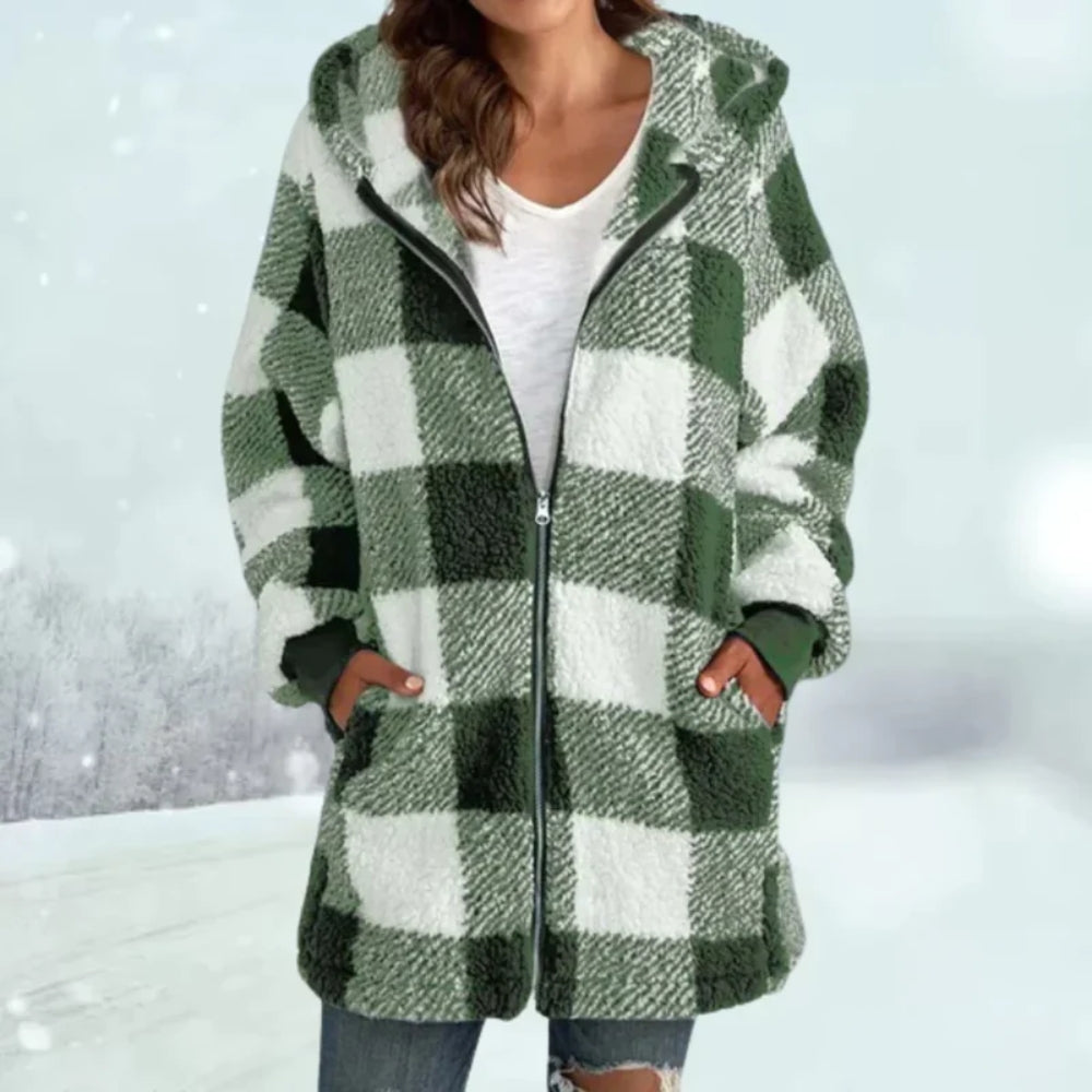 Dorisca - Karierte Damen Winterjacke mit Weichem Futter