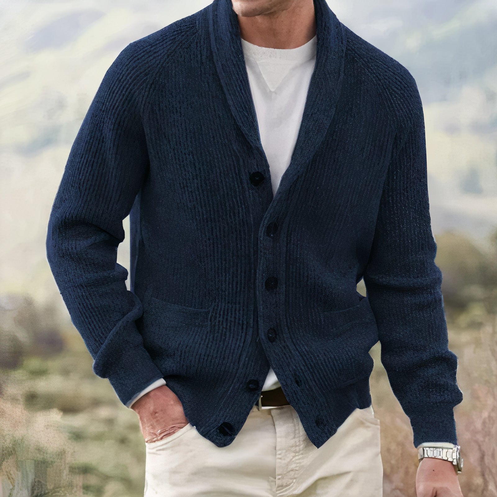 Ilias – Klassische Strickjacke Für Männer Stilvoll