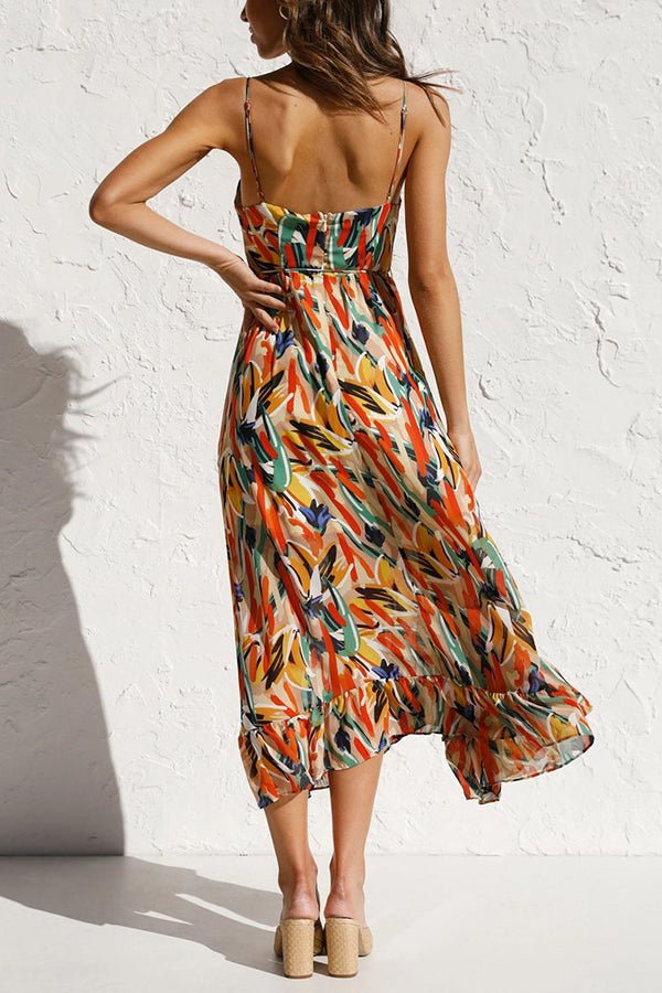 Petra – Midikleid Damen Abstrakt Spaghettiträger Modern Look