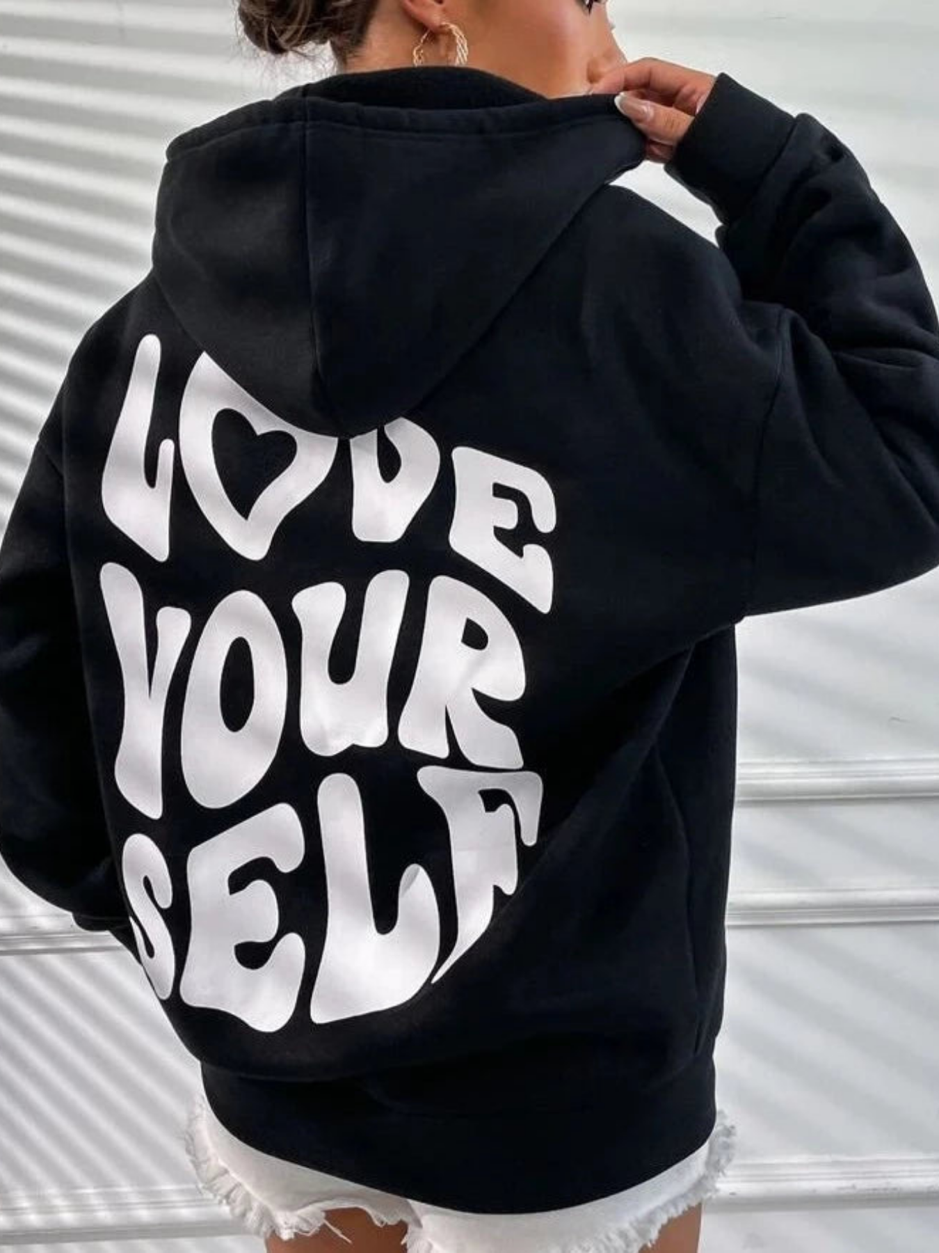 Susi - Oversize Hoodie Schwarz Love Yourself Print