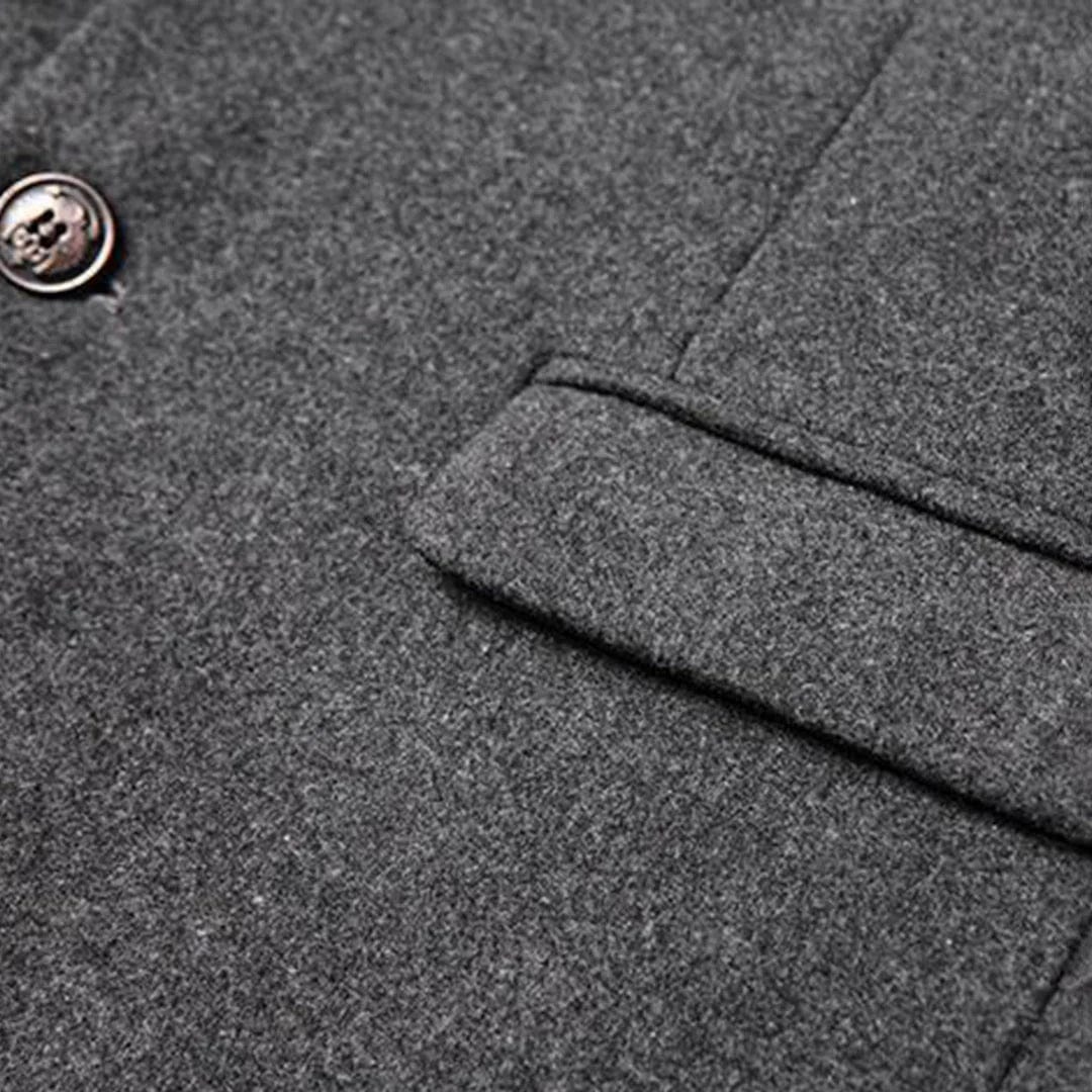 Lukas - Eleganter Langer Mantel Herren Schwarz Winter