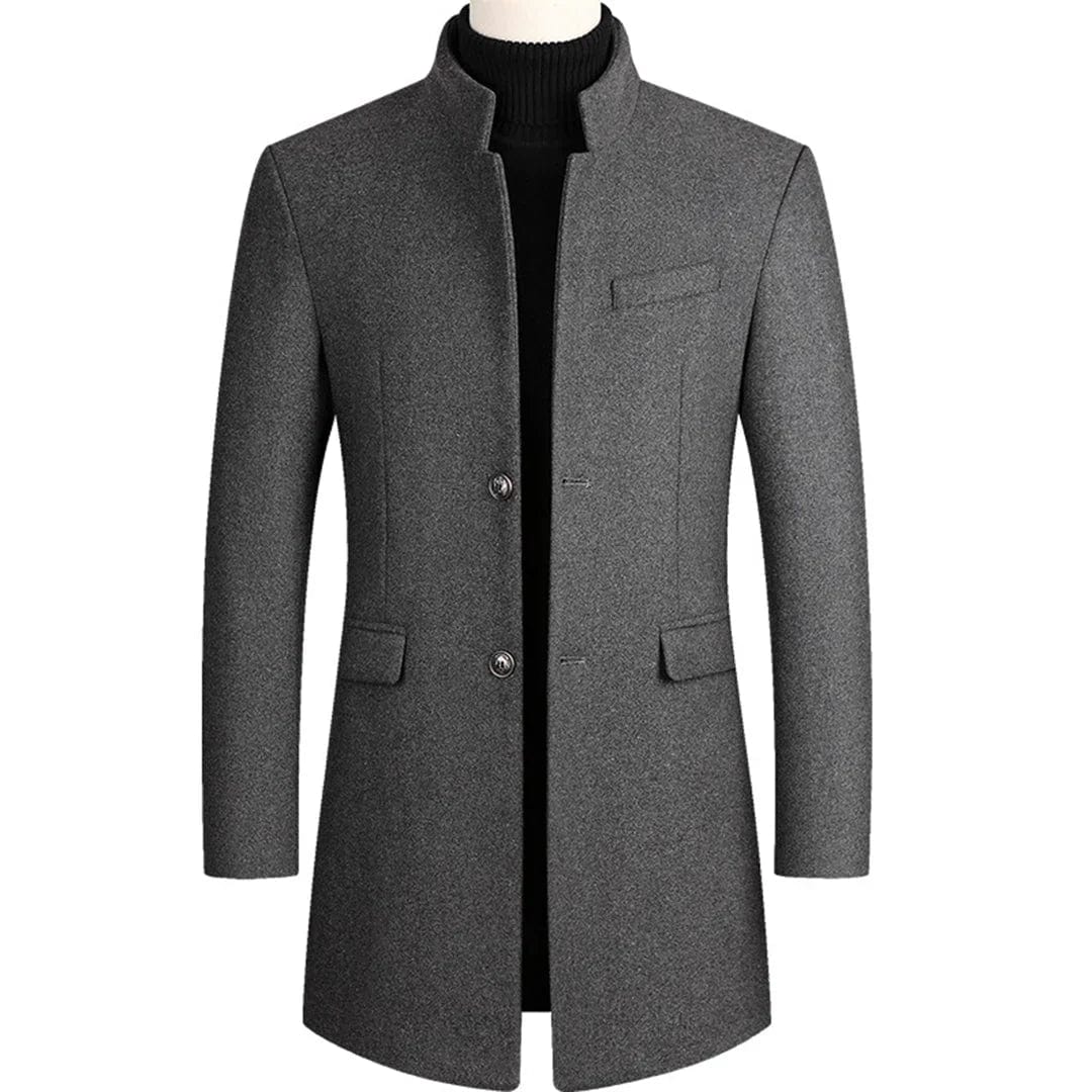 Lukas - Eleganter Langer Mantel Herren Schwarz Winter