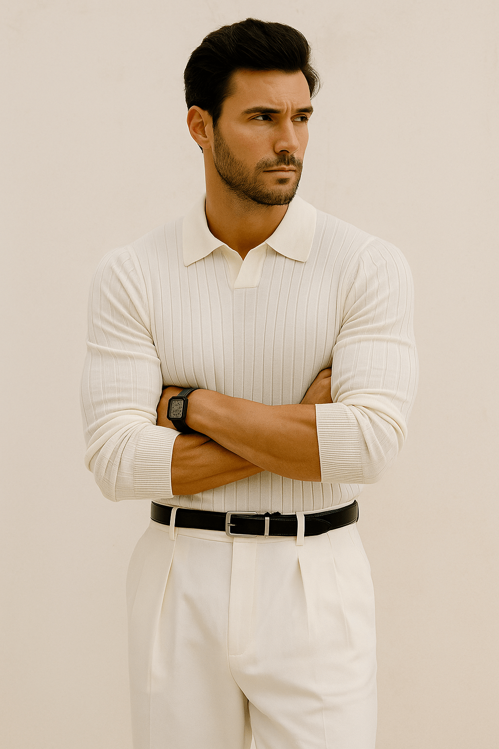 Lamberti - Elegantes Langarm Poloshirt Herren Baumwolle