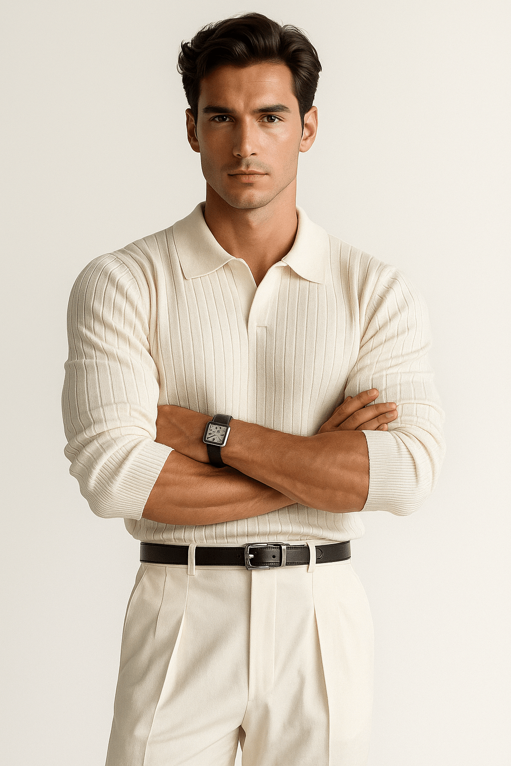 Lamberti - Elegantes Langarm Poloshirt Herren Baumwolle