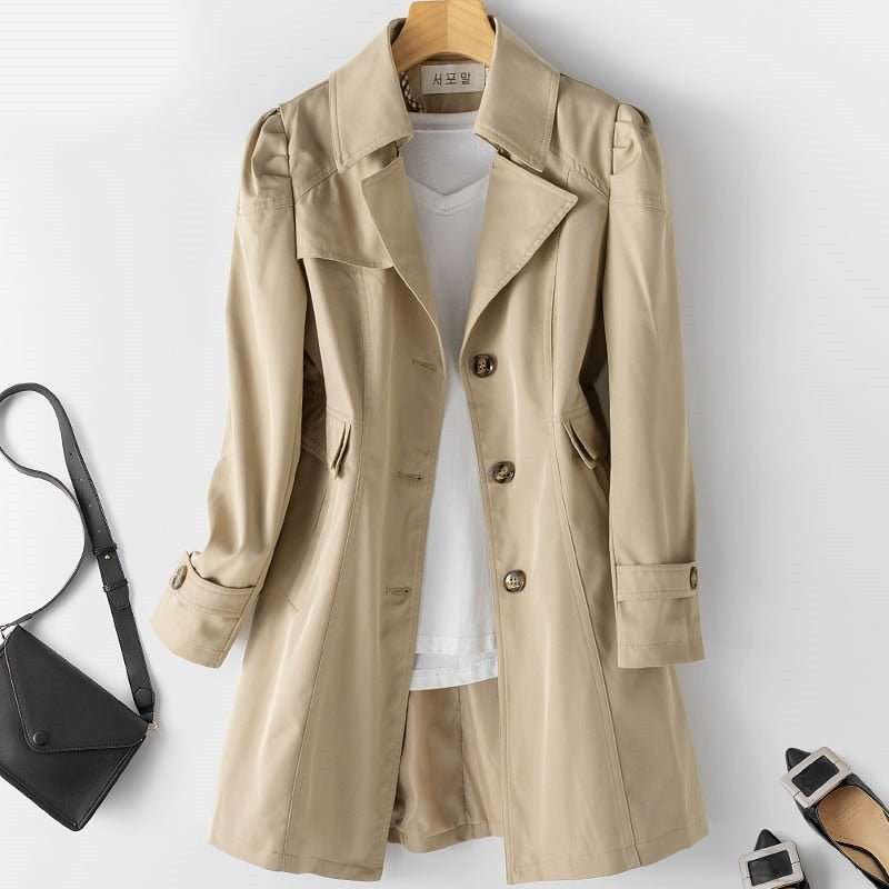 Rebekka – Lange Übergangsjacke im klassischen Stil