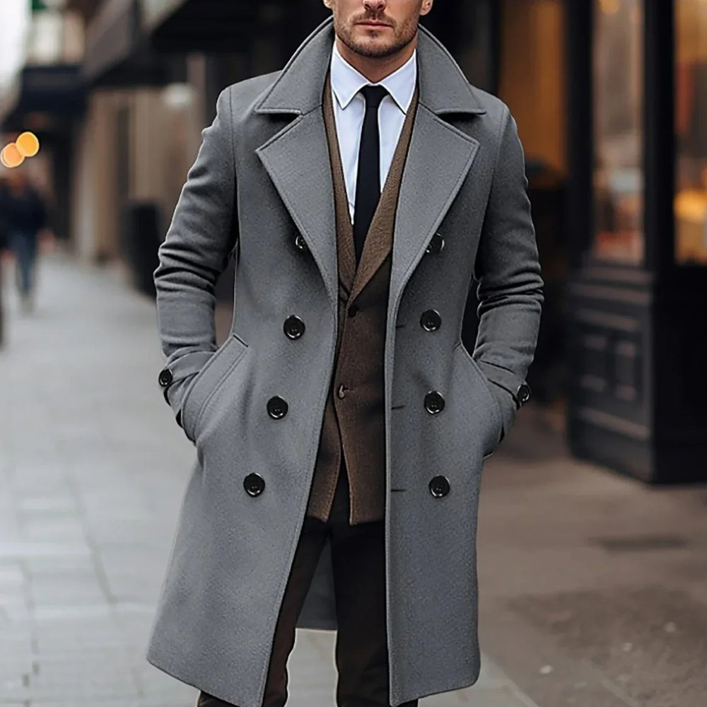 Valentin – Warmer Schwarzer Trenchcoat Für Herren