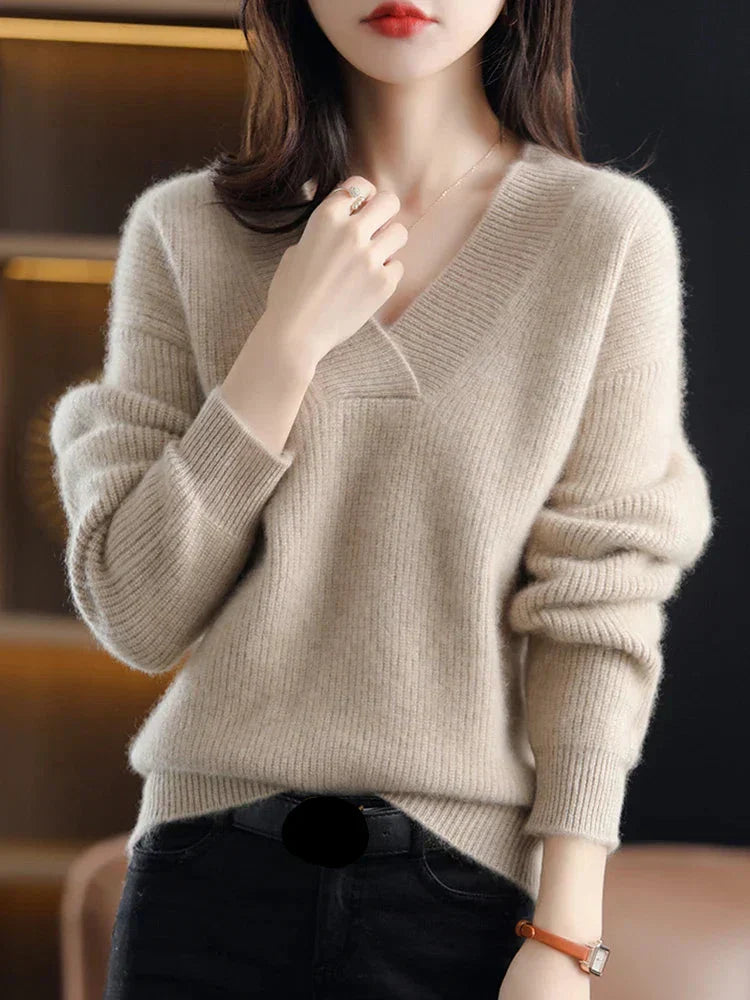 Christa - Strickpullover mit V-Ausschnitt für Damen