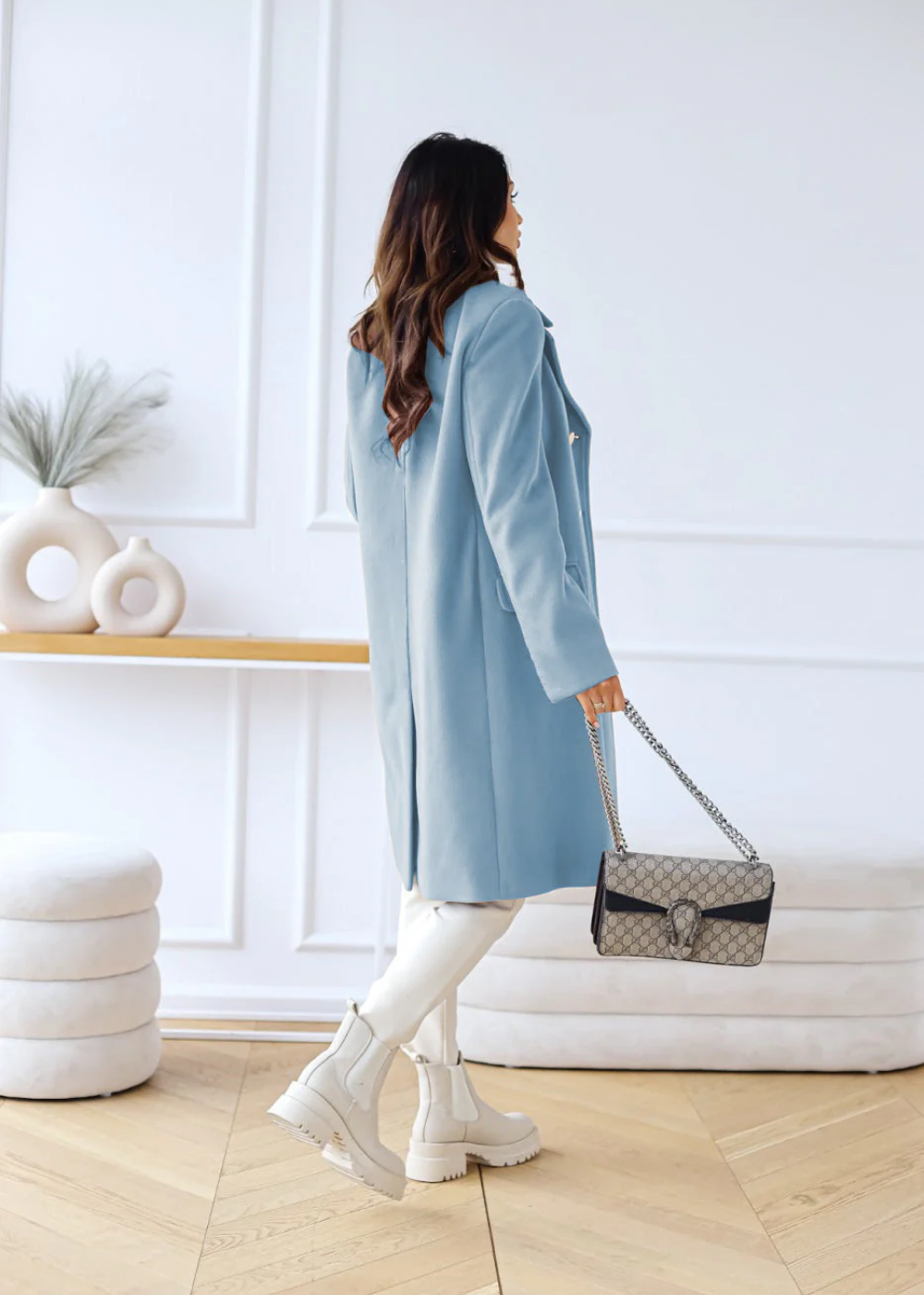 Claudine – Trenchcoat Damen Lang, Schwarze Jacke