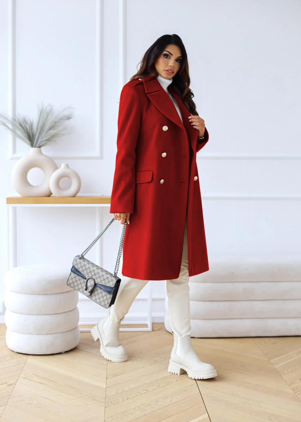 Claudine – Trenchcoat Damen Lang, Schwarze Jacke