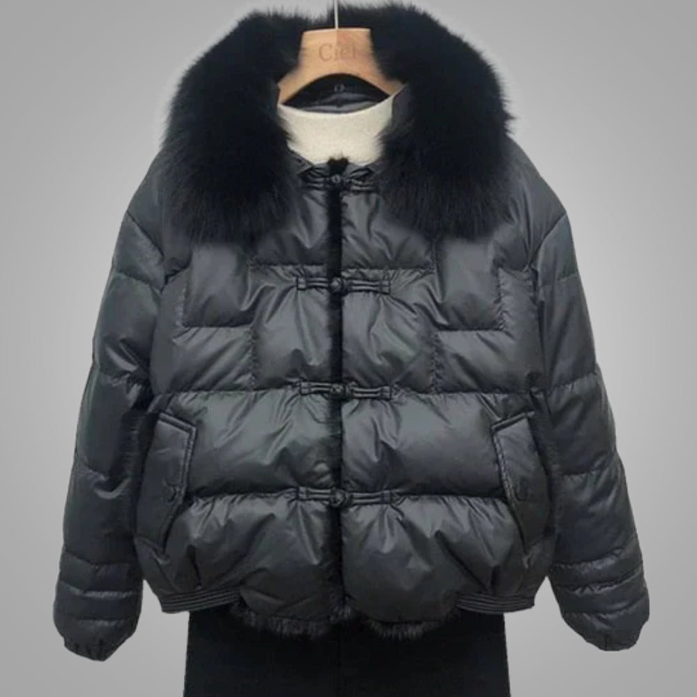 Dörte - Glänzende Oversize Damen Pufferjacke