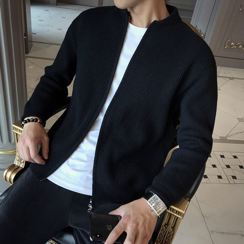 Adrian – Klassische Strickjacke mit Reißverschluss und Rippstruktur für Herren