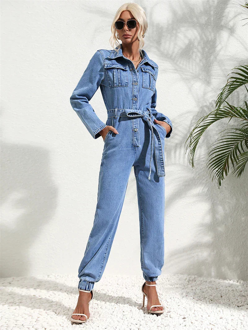Madeleine - Ärmelloser Premium Damen Denim Jumpsuit